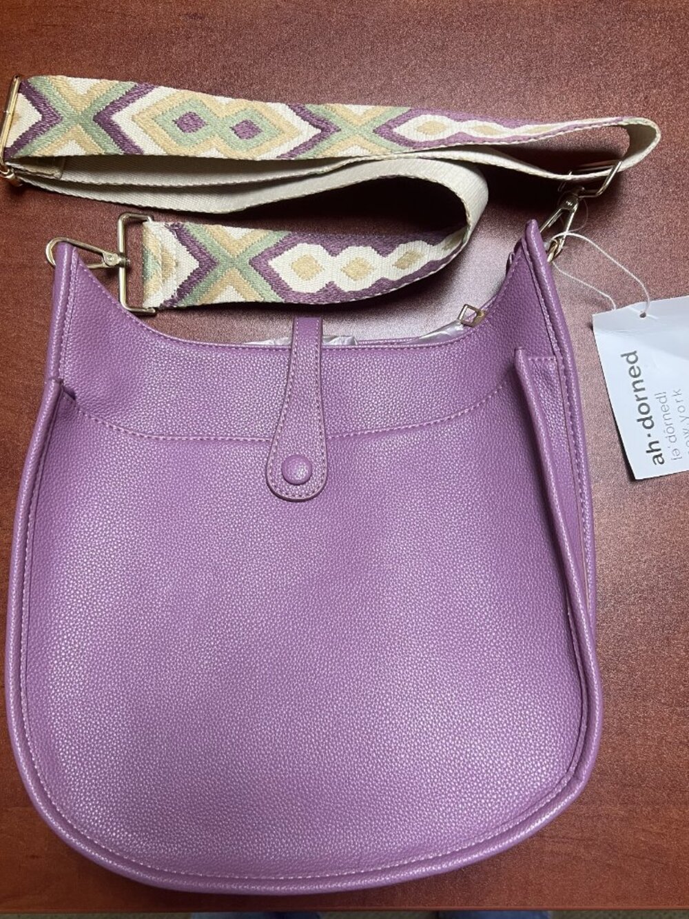 AH DORNED NEW YORK Purple Classic Vegan Leather Messenger Bag NWT New w/Tags